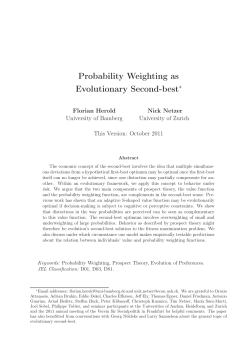 Probability Weighting as Evolutionary Second-best