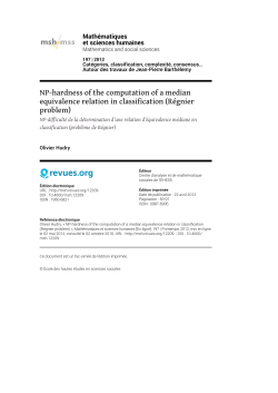 NP-hardness of the computation of a median equivalence relation in