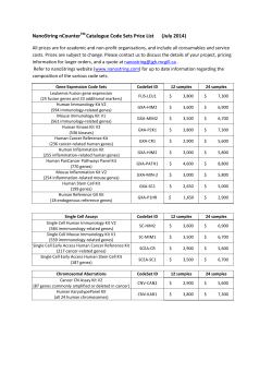 NanoString nCounterTM Catalogue Code Sets Price List (July 2014)