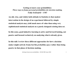 Getting to know your probabilities: Three ways to frame personal