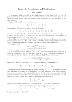 Lecture 1. Permutations and Combinations