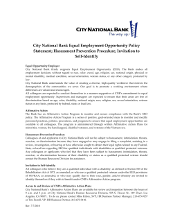 City National Bank Equal Employment Opportunity Policy Statement