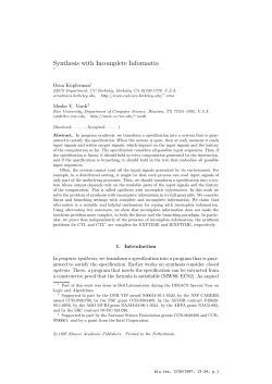 Synthesis with Incomplete Informatio