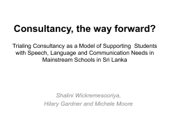 Consultancy The Way Forward? Trialing Consultancy As A Model Of