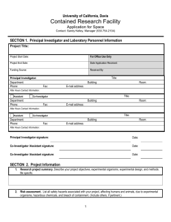 Application for Space - Contained Research Facility
