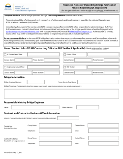 Heads-up Notice of Impending Bridge Fabrication Project Requiring