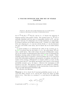 A VOLUME ESTIMATE FOR THE SET OF STABLE LATTICES Let G