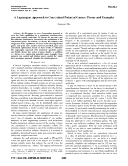 A Lagrangian Approach to Constrained Potential Games, Part I