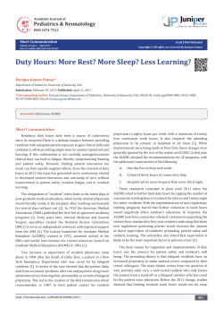 Duty Hours: More Rest? More Sleep? Less