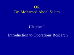 Chapter 1, introduction to OR