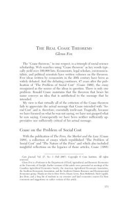 Glenn Fox Coase on the Problem of Social Cost