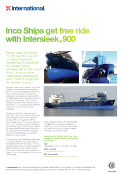 Inco Ships get free ride with Intersleek 900