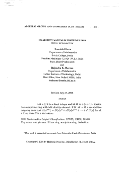 Basudeb Dhara Rajendra K. Sharma Let n > 2 be a fixed integer and