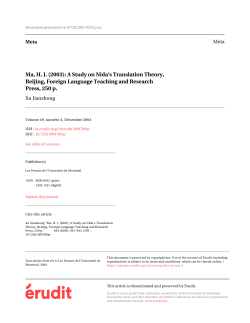 Ma, HJ (2003): A Study on Nida`s Translation Theory, Beijing