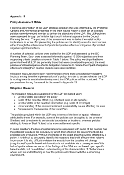 Appendix 11 Policy Assessment Matrix Following confirmation of the