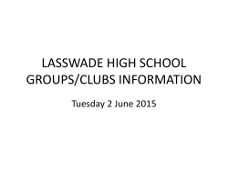LASSWADE HIGH SCHOOL GROUPS/CLUBS INFORMATION