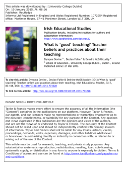 Irish Educational Studies What is `good` teaching? Teacher beliefs