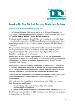 Leaving No One Behind, Turning Goals into Actions