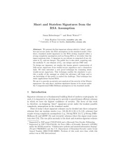 Short and Stateless Signatures from the RSA Assumption