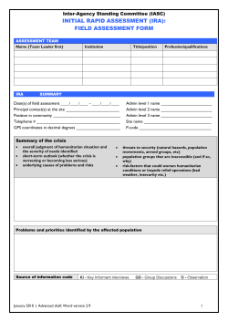 Initial Rapid Assessment (IRA): field assessment