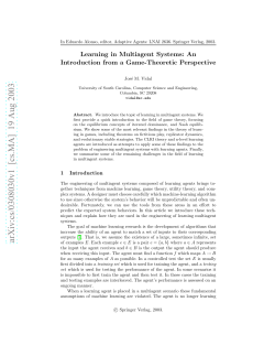 Learning in Multiagent Systems: An Introduction from a Game