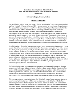 COURSE DESCRIPTION Human Behavior and the Social