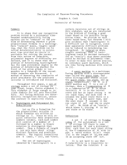 The Complexity of Theorem-Proving Procedures Stephen A. Cook