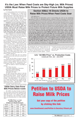 Petition to USDA to Raise Milk Prices