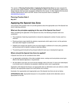 Planning Practice Note 3: Applying the Special Use Zone
