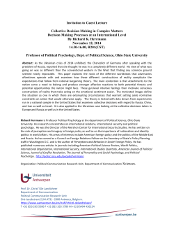 Invitation to Guest Lecture Collective Decision Making in Complex