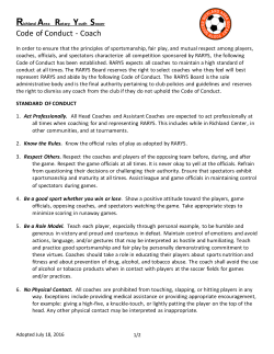 Code of Conduct - Coach - Richland Area Rotary Youth Soccer