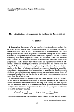 The Distribution of Sequences in Arithmetic Progressions C. Hooley