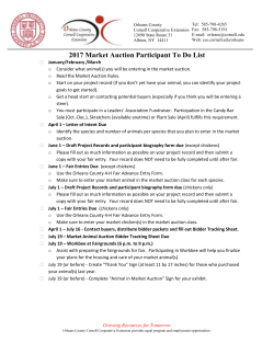 2017 Market Auction Participant To Do List