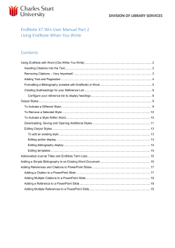 EndNote X7 Win User Manual Part 2 Using EndNote When You