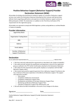 Positive Behaviour Support Provider Declaration Statement