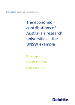 The economic contributions of Australia`s research universities &ndash; the