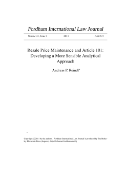 Resale Price Maintenance and Article 101