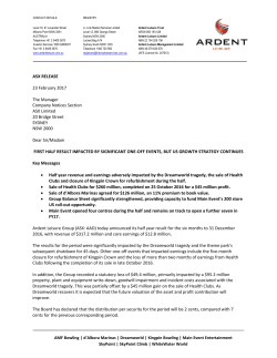 ASX RELEASE 23 February 2017 The Manager Company Notices