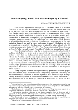 Peter Pan: (Why) Should He Rather Be Played by a Woman?