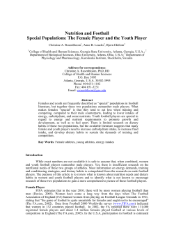 Nutrition and Football Special Populations: The Female Player and