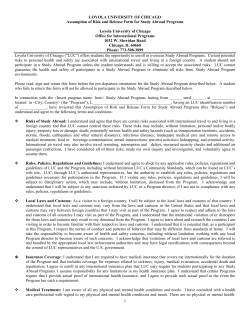 1 LOYOLA UNIVERSITY OF CHICAGO Assumption of Risk and