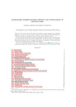 GENERALIZED HARISH-CHANDRA DESCENT AND