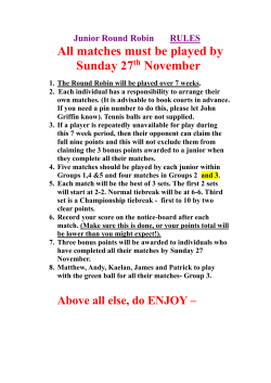 All matches must be played by Sunday 27 November