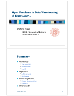 Open problems in data warehousing - University of Bologna