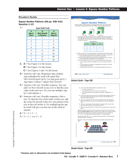 Answer Key &bull; Lesson 4: Square Number Patterns