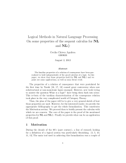 Logical Methods in Natural Language Processing On some