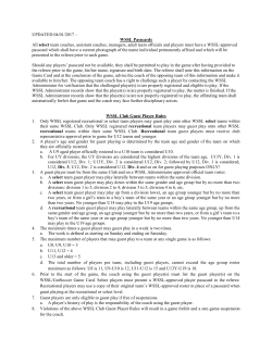 UPDATED 04/01/2017 &ndash; WSSL Passcards All select team coaches