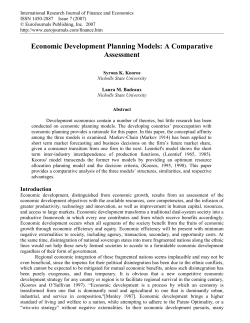 Economic Development Planning Models: A Comparative Assessment