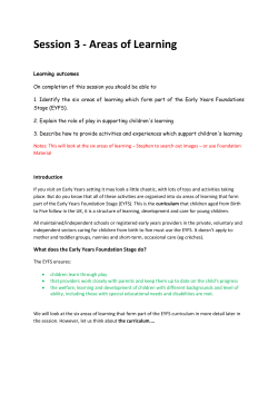 Session 3 - Areas of Learning