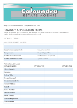 Jam Application Form pdf - Caloundra Estate Agents